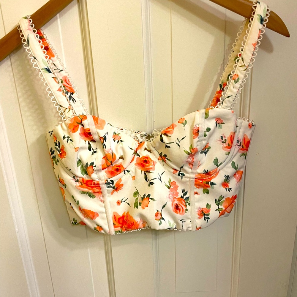 White Fox floral crop corset size XS